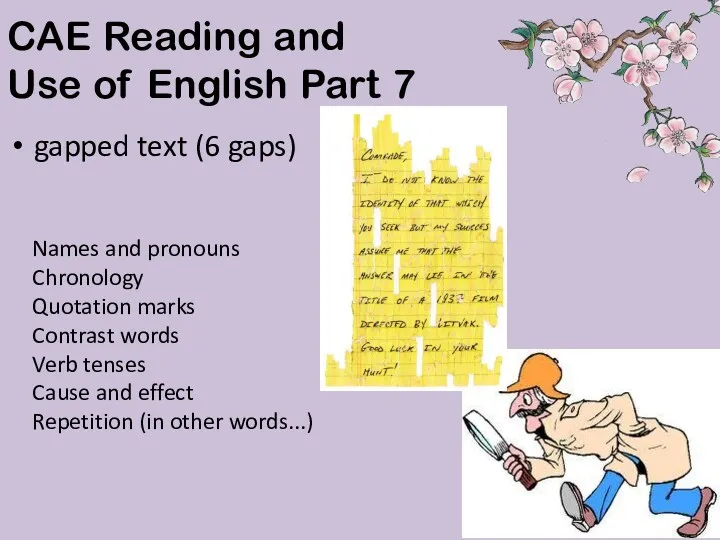 gapped text (6 gaps) CAE Reading and Use of English Part 7 Names