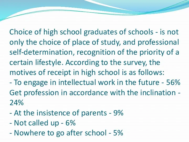 Choice of high school graduates of schools - is not
