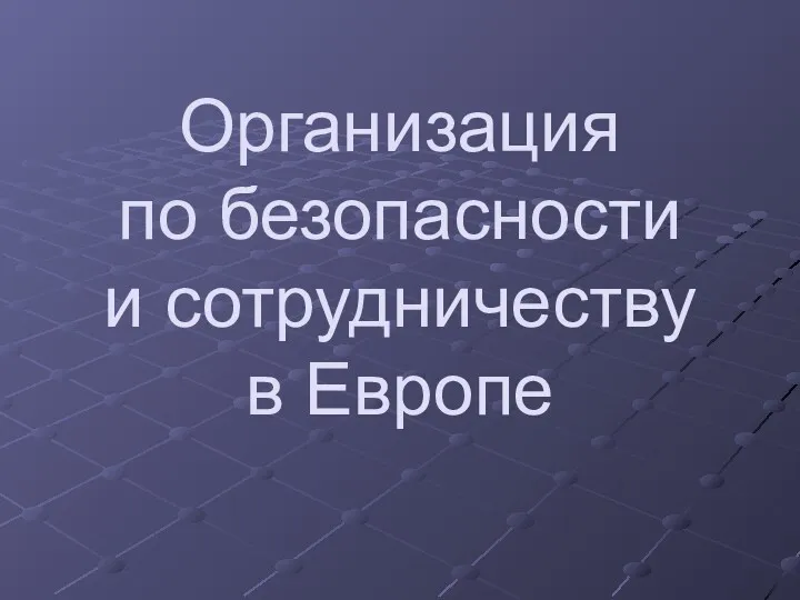 Организация по безопасности и сотрудничеству в Европе