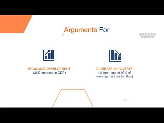 Arguments For ECOMONIC DEVELOPMENT (26% increase in GDP) DICREASE IN