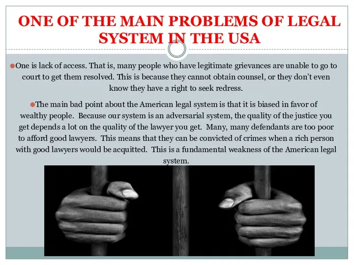 ONE OF THE MAIN PROBLEMS OF LEGAL SYSTEM IN THE