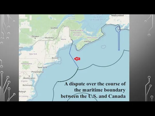 A dispute over the course of the maritime boundary between the U.S. and Canada