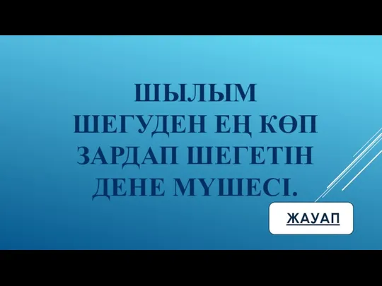 ШЫЛЫМ ШЕГУДЕН ЕҢ КӨП ЗАРДАП ШЕГЕТІН ДЕНЕ МҮШЕСІ.