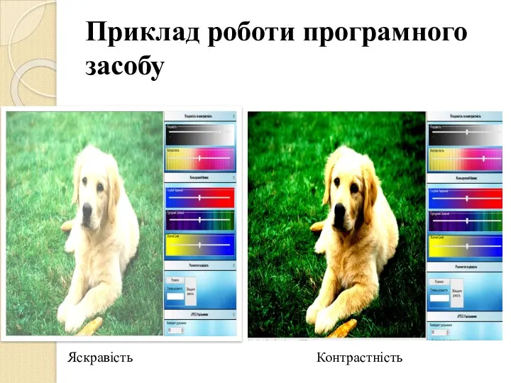 Приклад роботи програмного засобу Яскравість Контрастність