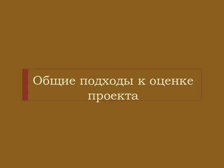 Общие подходы к оценке проекта