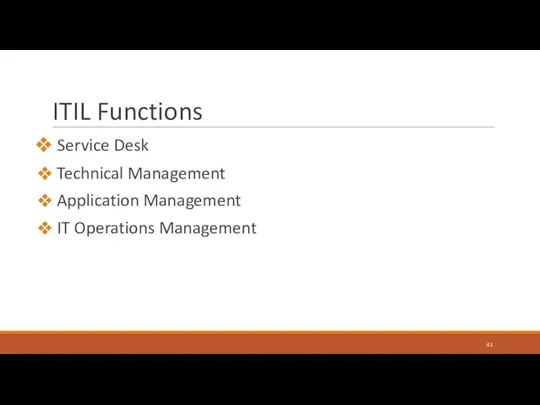 ITIL Functions Service Desk Technical Management Application Management IT Operations Management