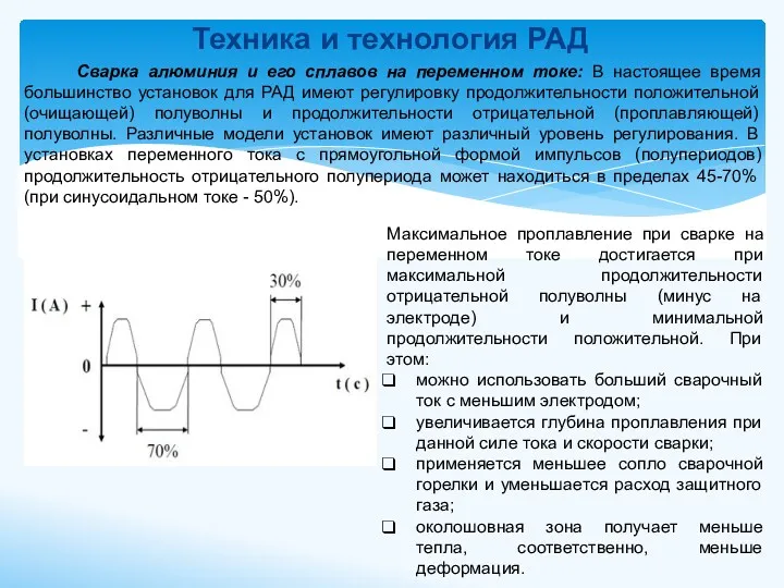 Техника и технология РАД Сварка алюминия и его сплавов на