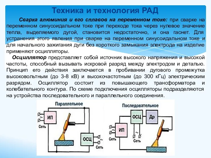 Техника и технология РАД Сварка алюминия и его сплавов на