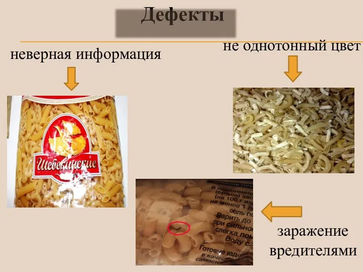 Дефекты неверная информация не однотонный цвет заражение вредителями Дефекты