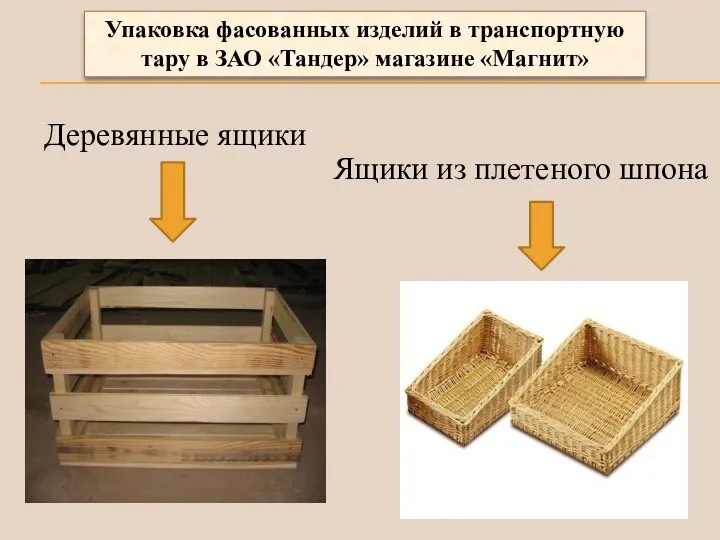 Упаковка фасованных изделий в транспортную тару в ЗАО «Тандер» магазине