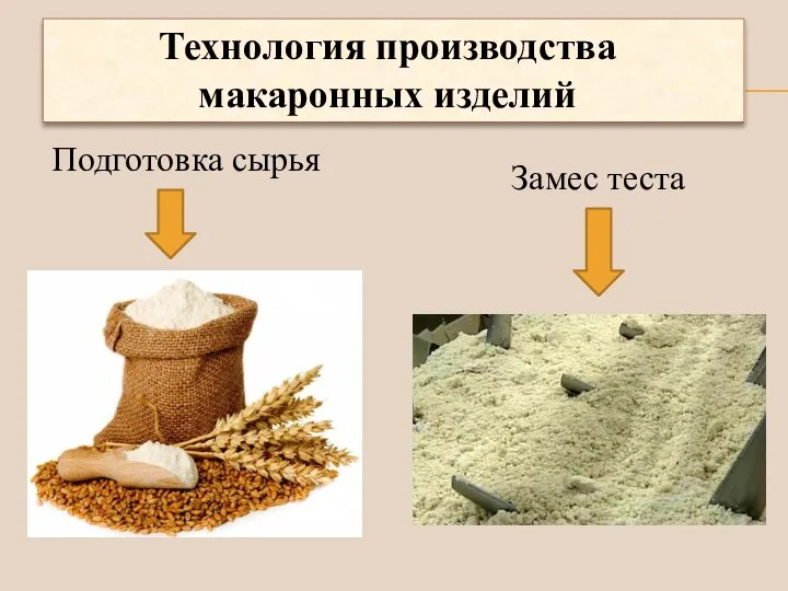 Технология производства макаронных изделий Подготовка сырья Замес теста