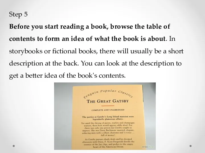 Step 5 Before you start reading a book, browse the table of contents