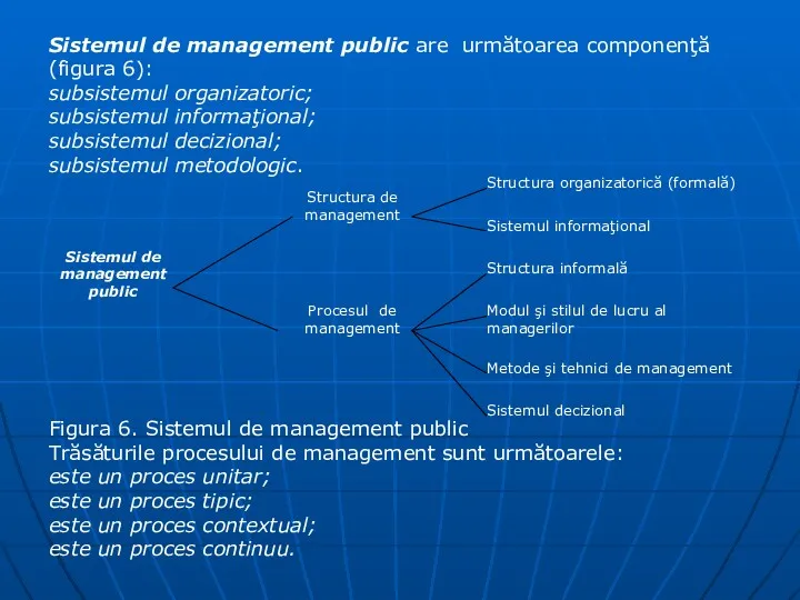 Sistemul de management public are următoarea componenţă (figura 6): subsistemul
