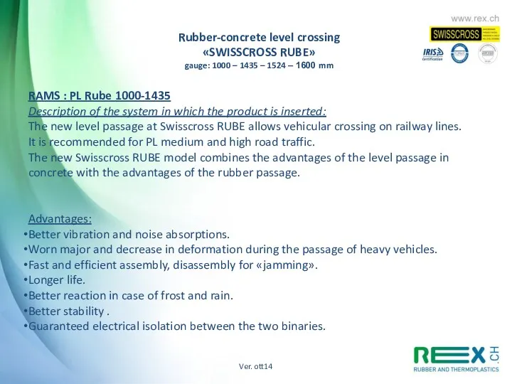 RAMS : PL Rube 1000-1435 Description of the system in