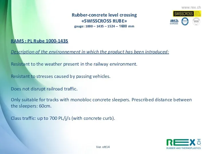 RAMS : PL Rube 1000-1435 Description of the environnement in