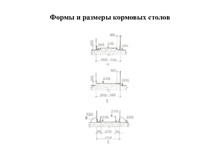 Формы и размеры кормовых столов