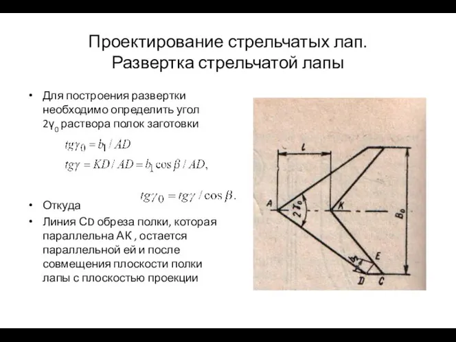 Проектирование стрельчатых лап. Развертка стрельчатой лапы Для построения развертки необходимо