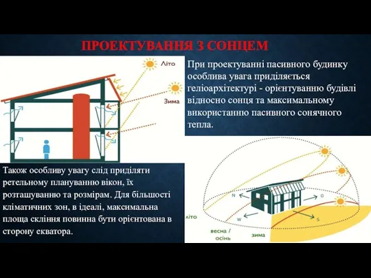 ПРОЕКТУВАННЯ З СОНЦЕМ Також особливу увагу слід приділяти ретельному плануванню