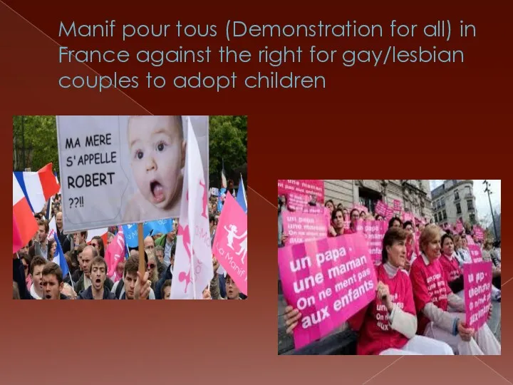 Manif pour tous (Demonstration for all) in France against the