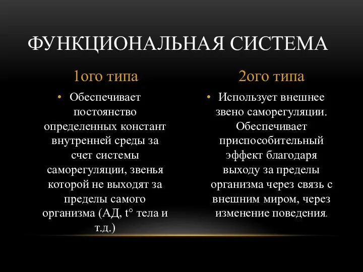 Использует внешнее звено саморегуляции. Обеспечивает приспособительный эффект благодаря выходу за