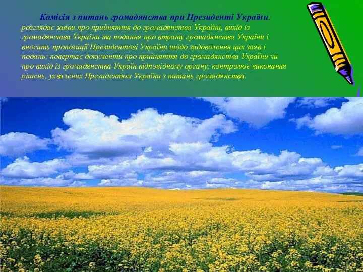 Комісія з питань громадянства при Президенті України: розглядає заяви про