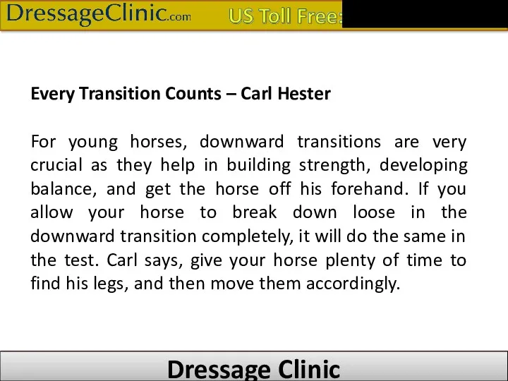 Dressage Clinic Every Transition Counts – Carl Hester For young