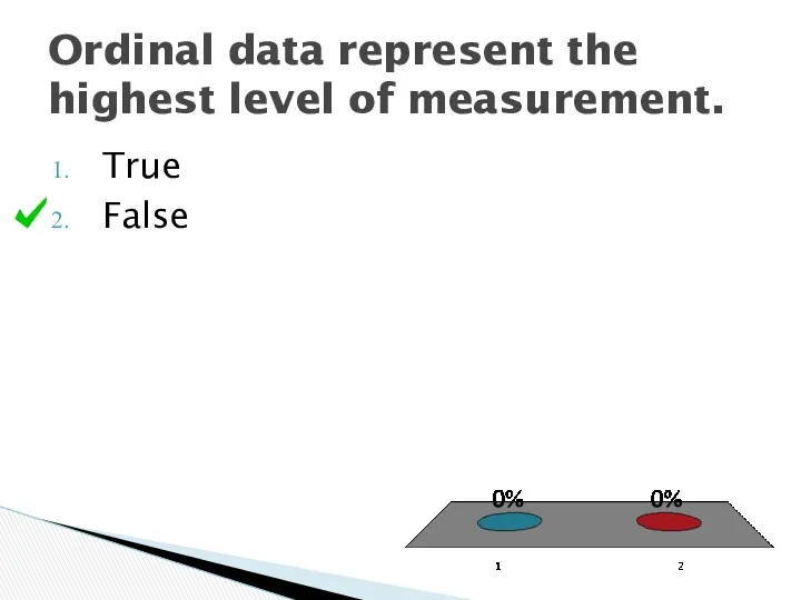 Ordinal data represent the highest level of measurement. True False