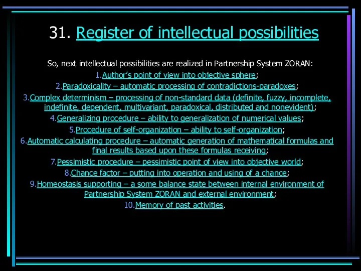 31. Register of intellectual possibilities So, next intellectual possibilities are