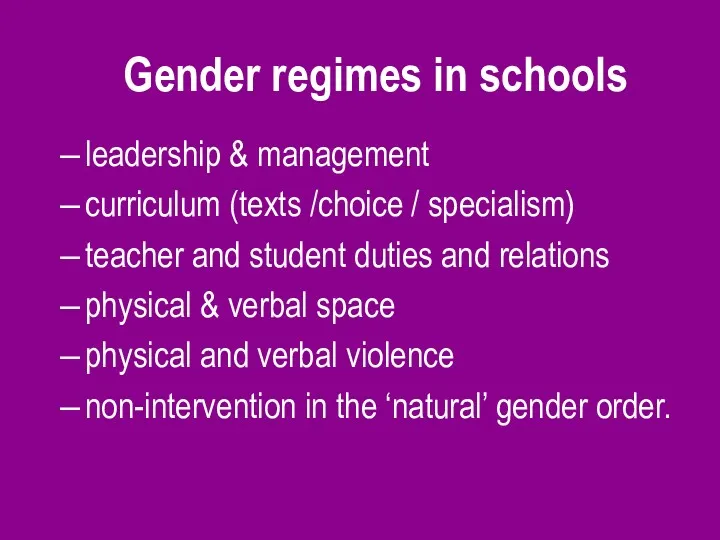 Gender regimes in schools leadership & management curriculum (texts /choice