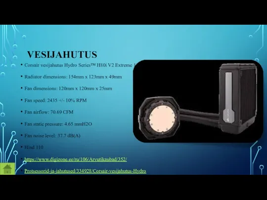 VESIJAHUTUS Corsair vesijahutus Hydro Series™ H80i V2 Extreme 140x312x26 mm