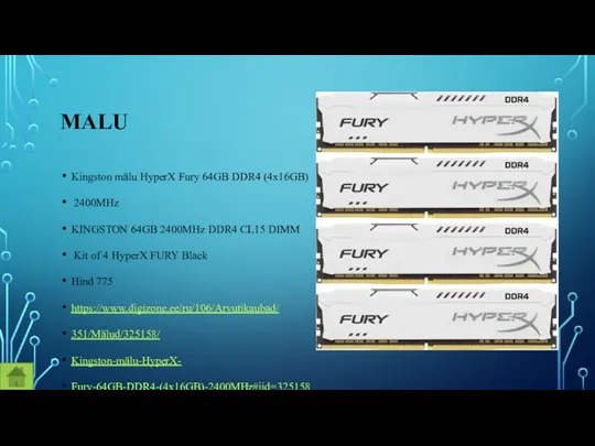 MALU Kingston mälu HyperX Fury 64GB DDR4 (4x16GB) 2400MHz KINGSTON