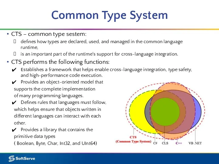 Common Type System CTS – common type sestem: defines how