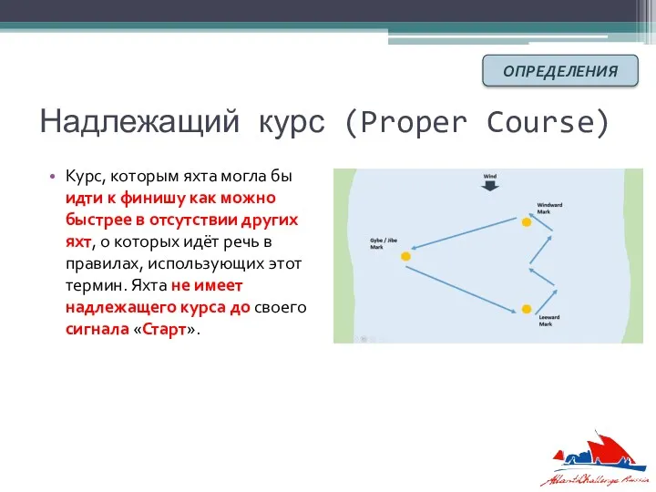 Надлежащий курс (Proper Course) Курс, которым яхта могла бы идти