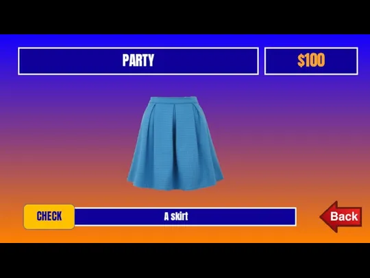 PARTY $100 A skirt CHECK