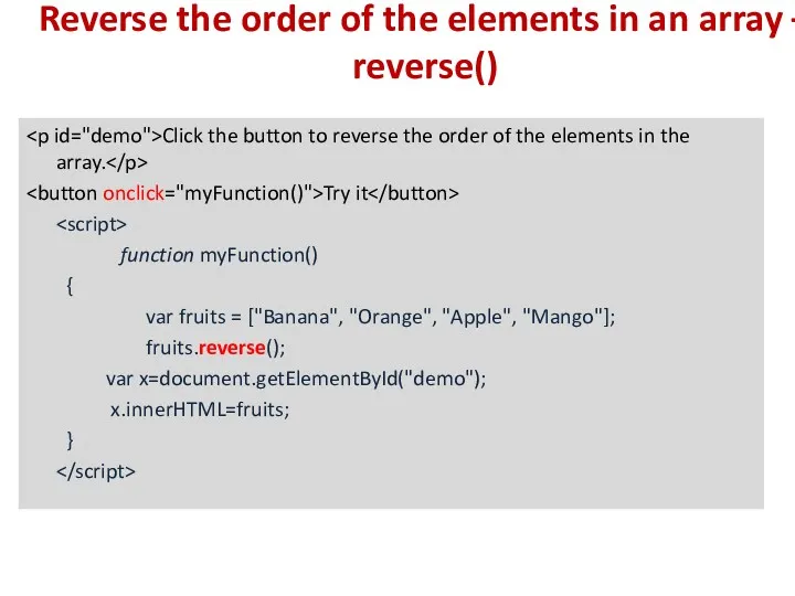 Click the button to reverse the order of the elements