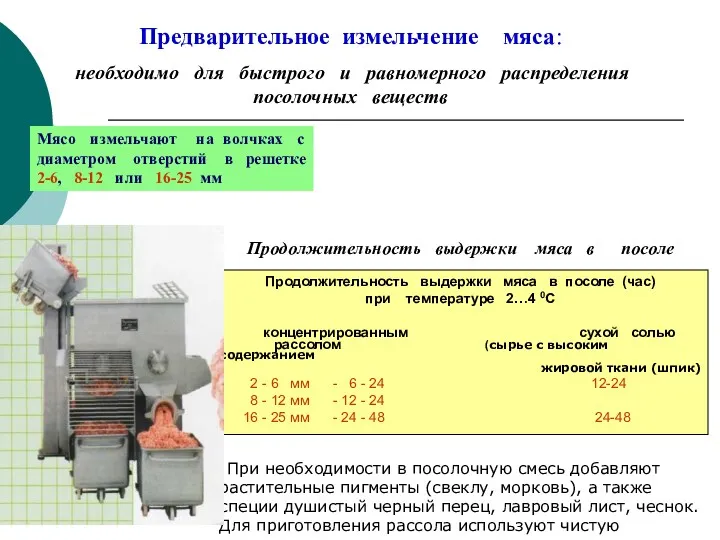 Предварительное измельчение мяса: необходимо для быстрого и равномерного распределения посолочных