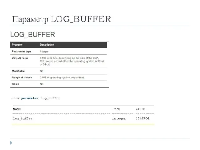 Параметр LOG_BUFFER