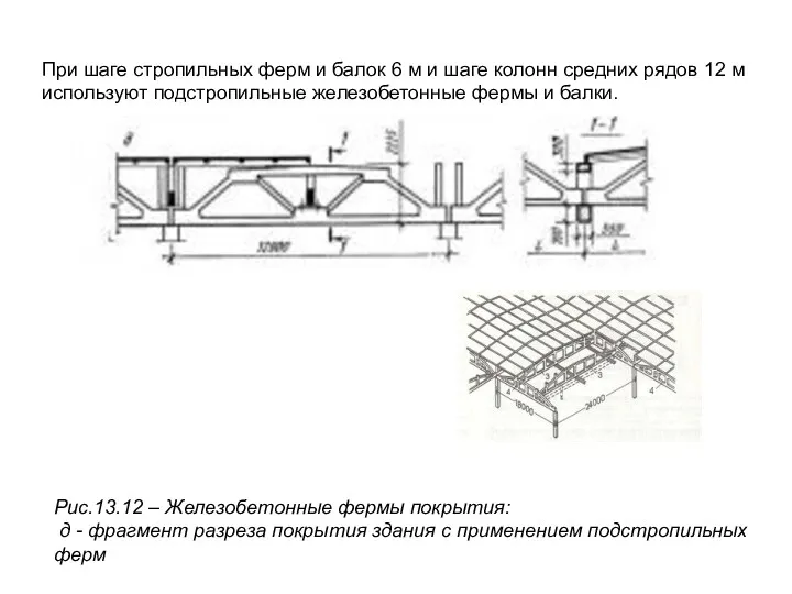 При шаге стропильных ферм и балок 6 м и шаге