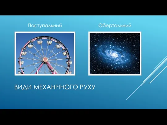 ВИДИ МЕХАНІЧНОГО РУХУ Поступальний Обертальний