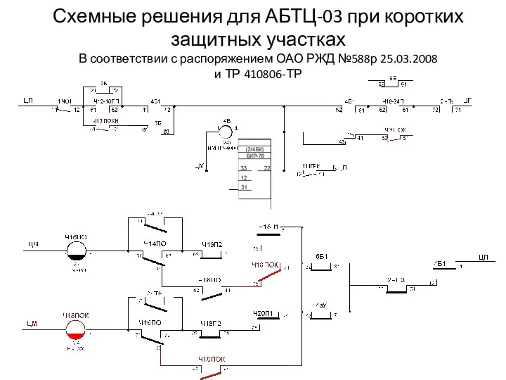 Схемные решения для АБТЦ-03 при коротких защитных участках В соответствии