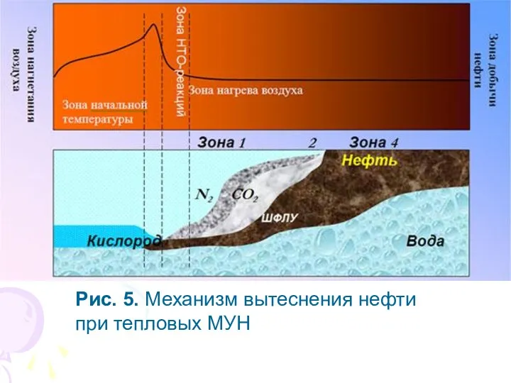 Рис. 5. Механизм вытеснения нефти при тепловых МУН