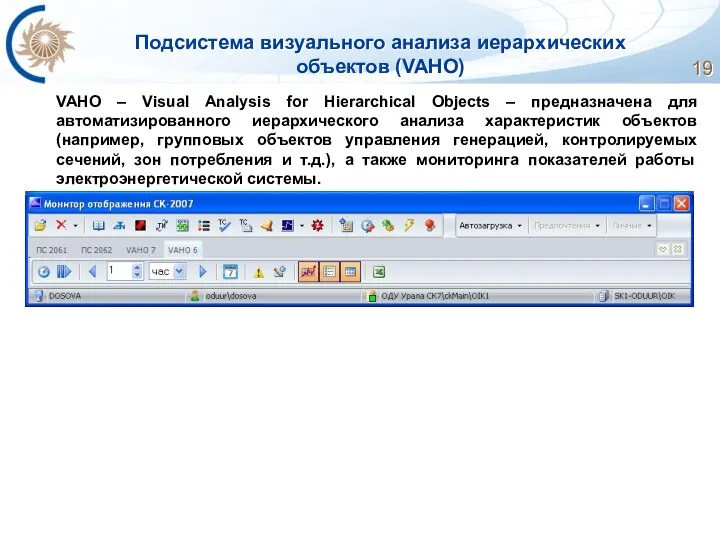 Подсистема визуального анализа иерархических объектов (VAHO) VAHO – Visual Analysis