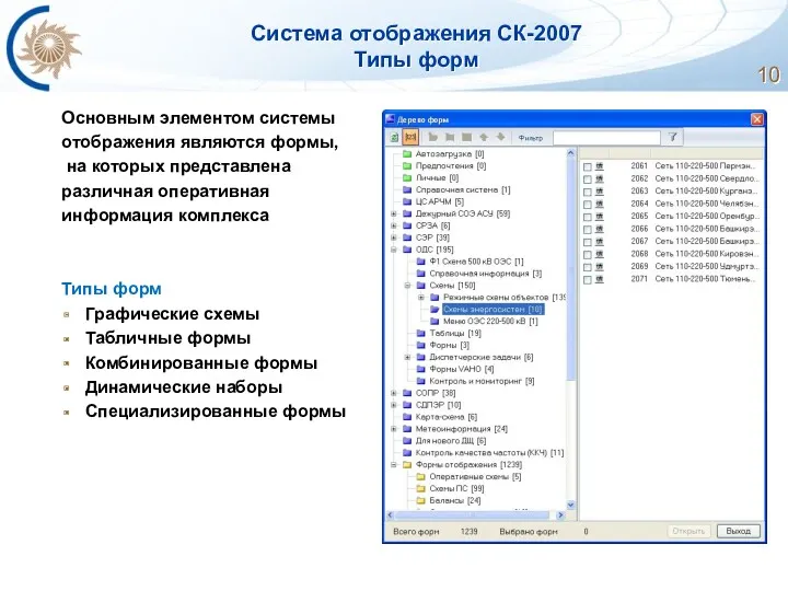 Система отображения СК-2007 Типы форм Основным элементом системы отображения являются