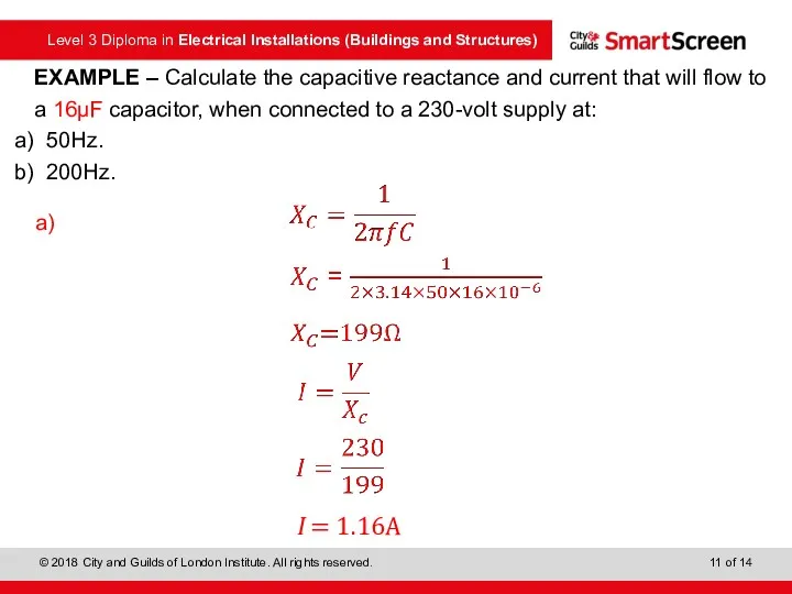 EXAMPLE – Calculate the capacitive reactance and current that will