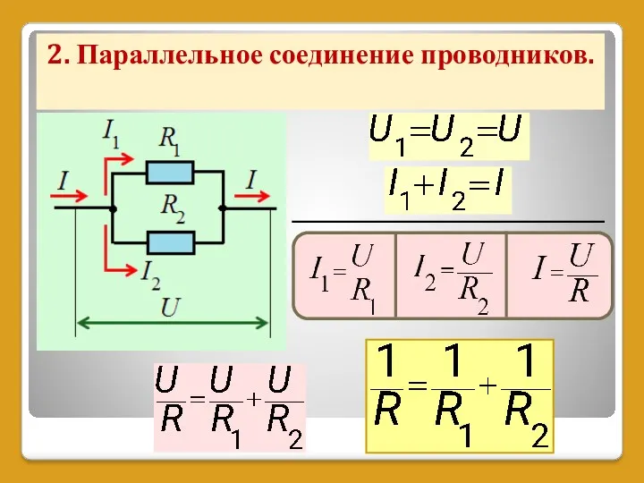 2. Параллельное соединение проводников.