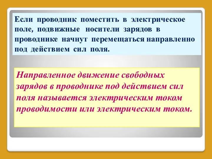 Если проводник поместить в электрическое поле, подвижные носители зарядов в