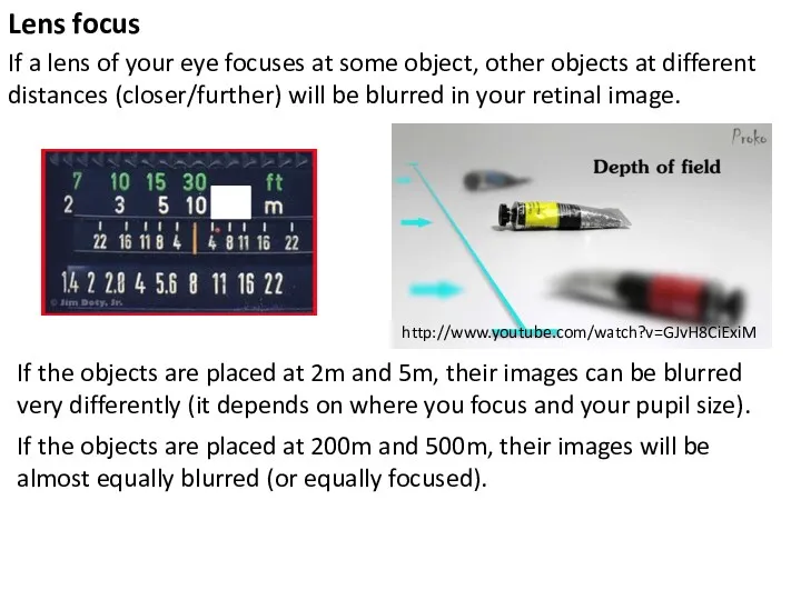 Lens focus If a lens of your eye focuses at some object, other