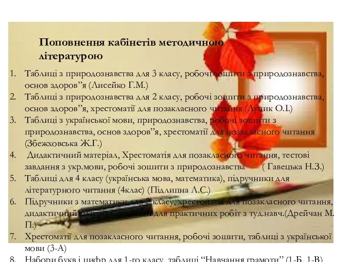 Поповнення кабінетів методичною літературою Таблиці з природознавства для 3 класу,