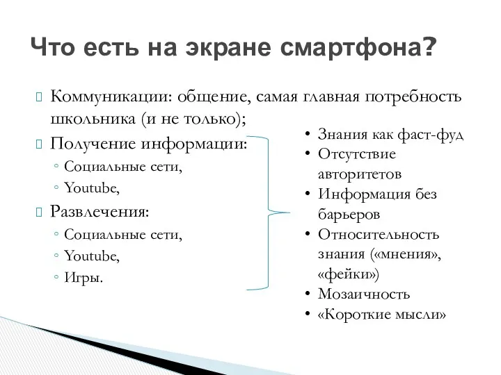 Что есть на экране смартфона? Коммуникации: общение, самая главная потребность