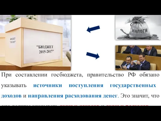При составлении госбюджета, правительство РФ обязано указывать источники поступления государственных